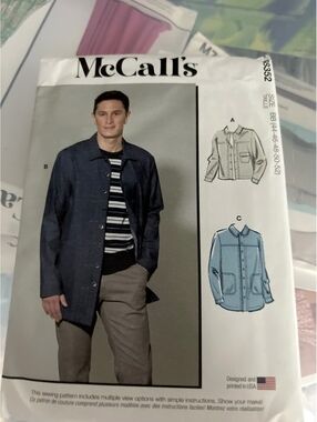 McCall's M8352 Men's Jacket Sewing Pattern Size BB (46-48-50-52)